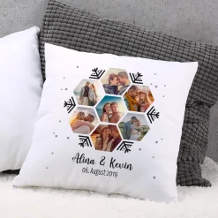 Fotokissen mit Schneeflocken-Motiv und 7 Fotos bedruckt