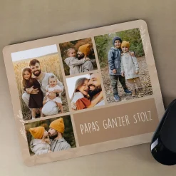 Foto Mousepad mit 5 Fotos und Wunschtext im Vintage Design