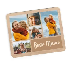 Foto Mousepad mit 5 Fotos und Wunschtext im Vintage Design