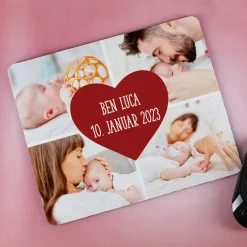 Foto Mousepad mit Ihren vier Lieblingsfotos, Herz und Wunschtext
