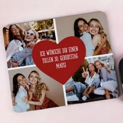 Foto Mousepad mit Ihren vier Lieblingsfotos, Herz und Wunschtext