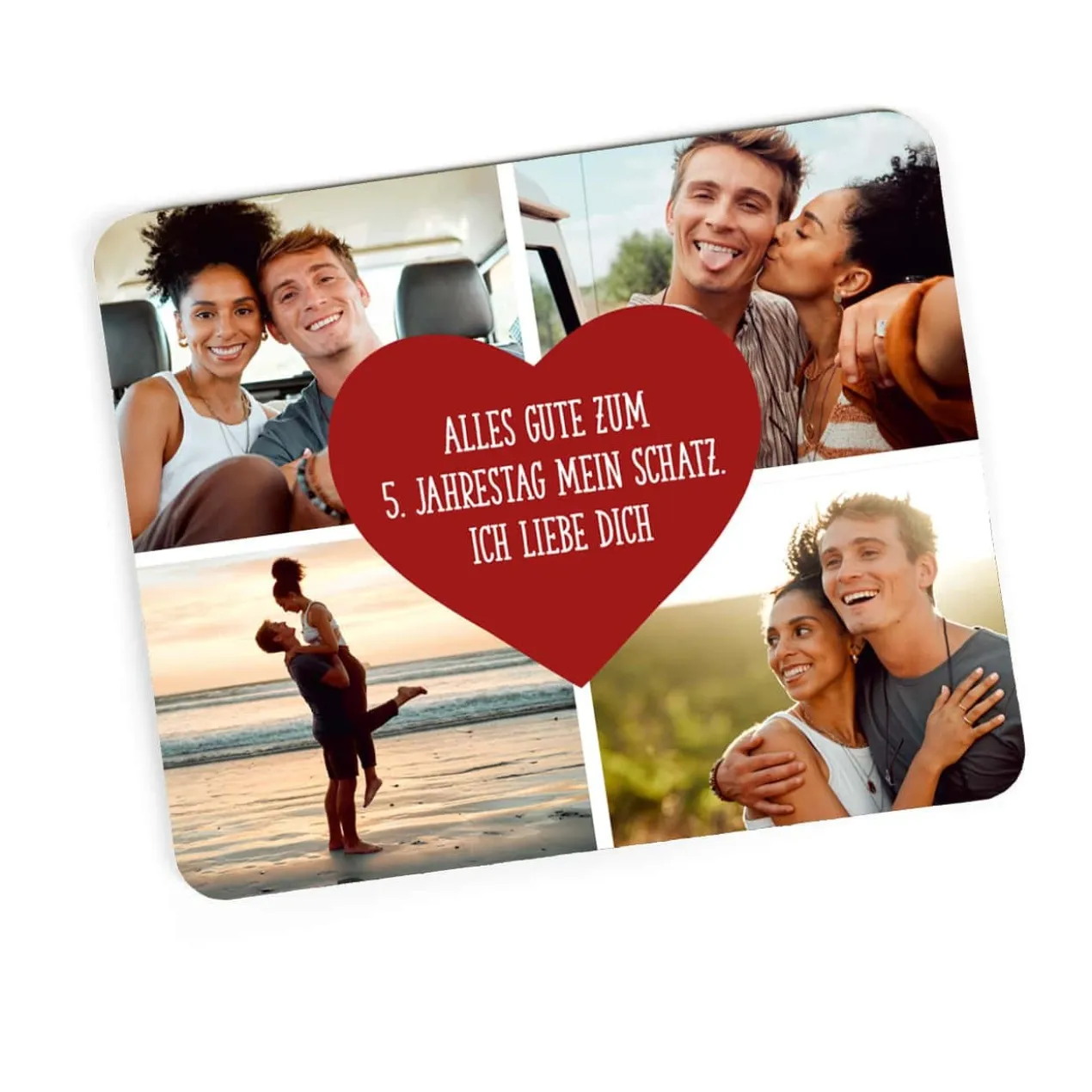 Foto Mousepad mit Ihren vier Lieblingsfotos, Herz und Wunschtext