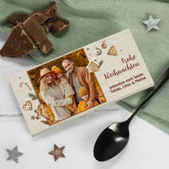 Foto Schokolade zu Weihnachten mit Lebkuchen-Motiv und Ihrem Text