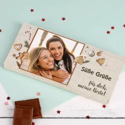 Foto Schokolade zu Weihnachten mit Lebkuchen-Motiv und Ihrem Text
