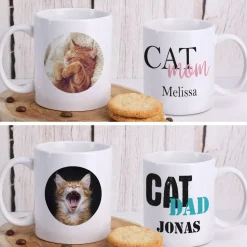 Fototasse Cat Mom | Cat Dad mit Ihrem Wunschnamen
