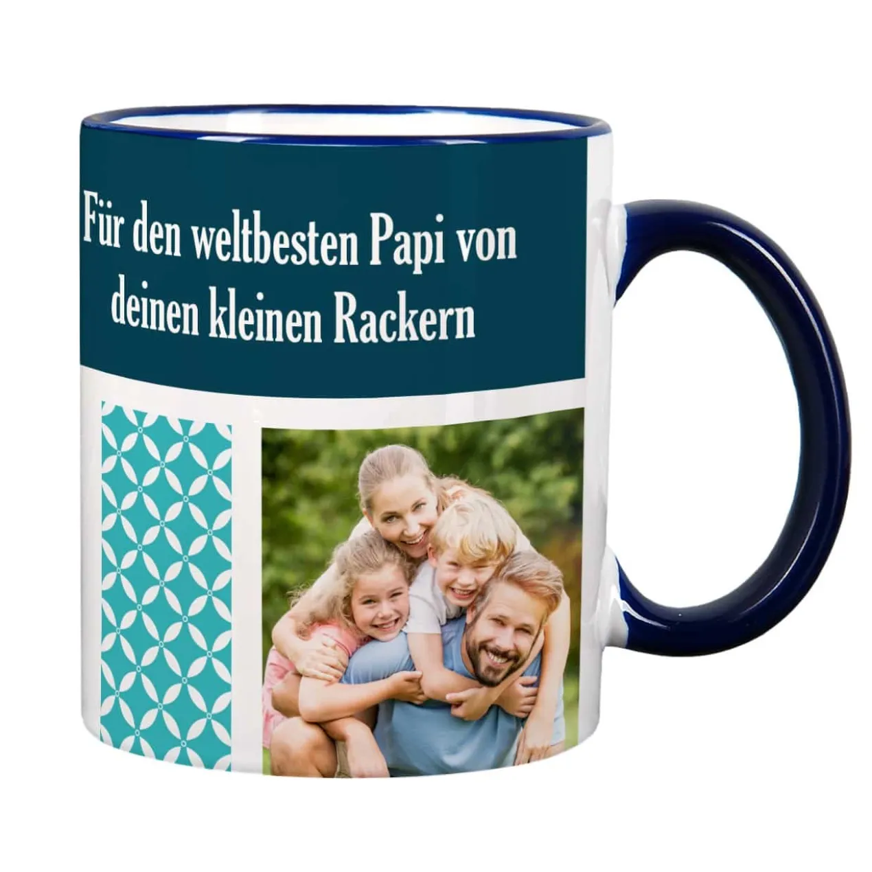 Foto-Tasse mit 3 Bildern und Wunschtext