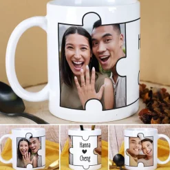 Fototasse mit Puzzleteilen und Ihren Wunschnamen