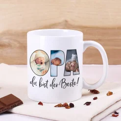 Fototasse - Opa du bist der Beste - mit 3 Wunschbildern