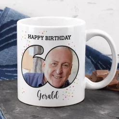 Fototasse zum 60. Geburtstag mit Name und Happy Birthday
