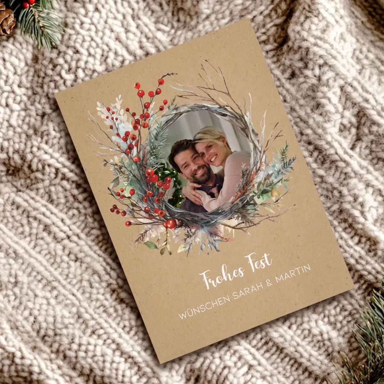Foto - Weihnachtskarte mit festlichem Kranz