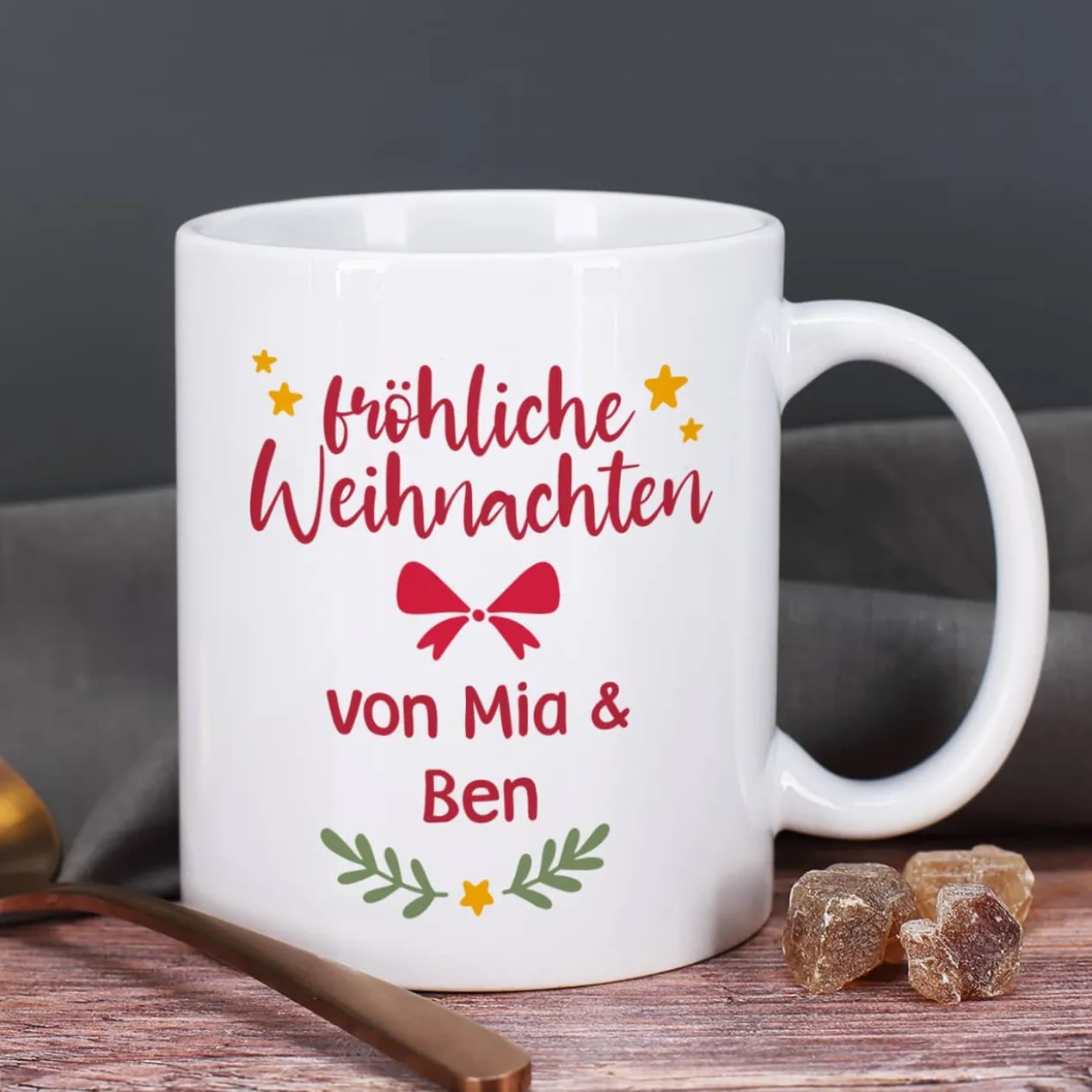 Foto Weihnachtstasse mit Ihrem Wunschtext