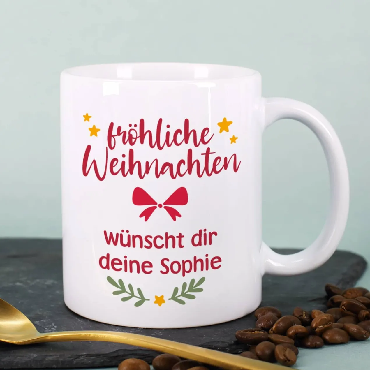 Foto Weihnachtstasse mit Ihrem Wunschtext