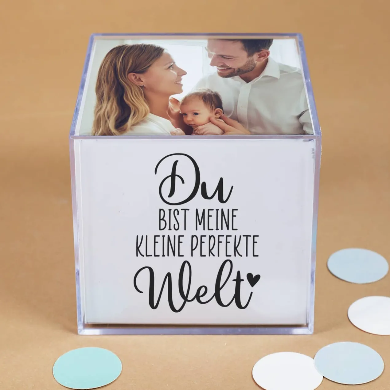 Foto-Würfel zum Valentinstag mit Ihren Fotos und 5 verschiedenen Sprüchen