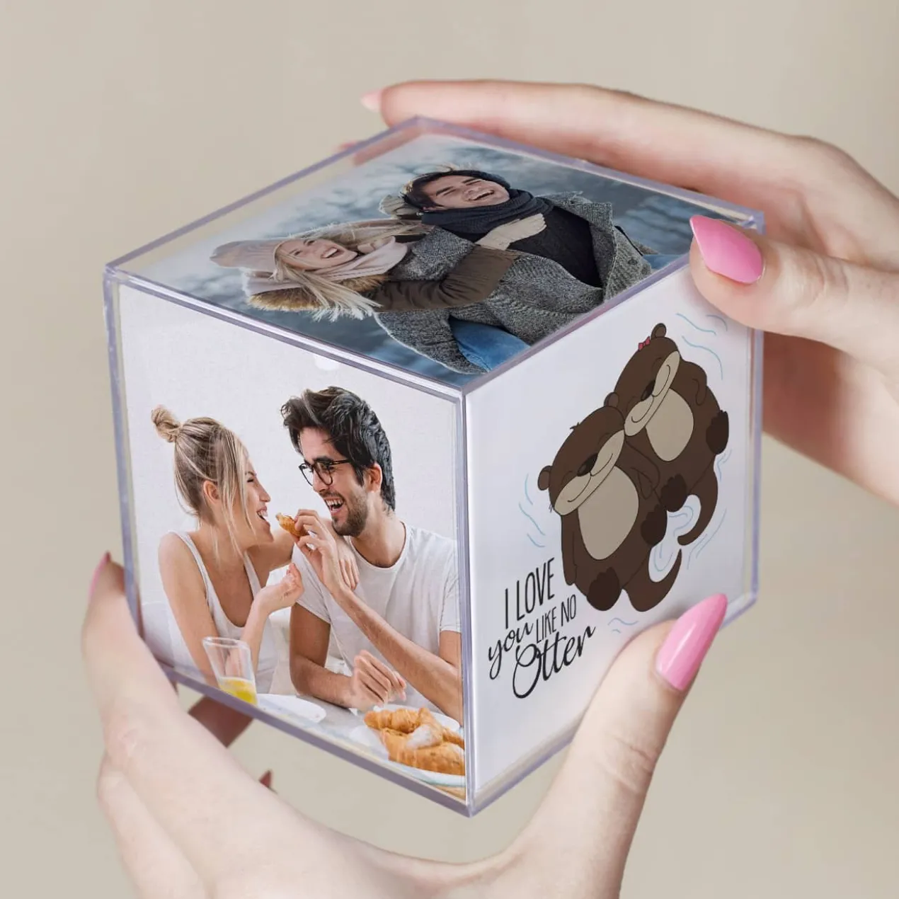Foto-Würfel zum Valentinstag mit Ihren Fotos und 5 verschiedenen Sprüchen