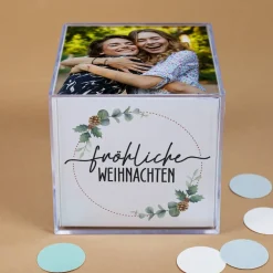 Foto-Würfel zu Weihnachten mit Ihren Fotos und 5 verschiedenen Sprüchen