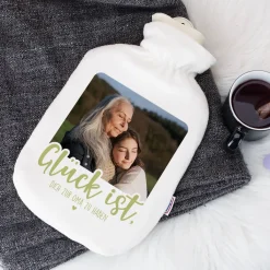Fotowärmflasche - Glück ist - mit Ihrem Wunschtext und Fotoaufdruck