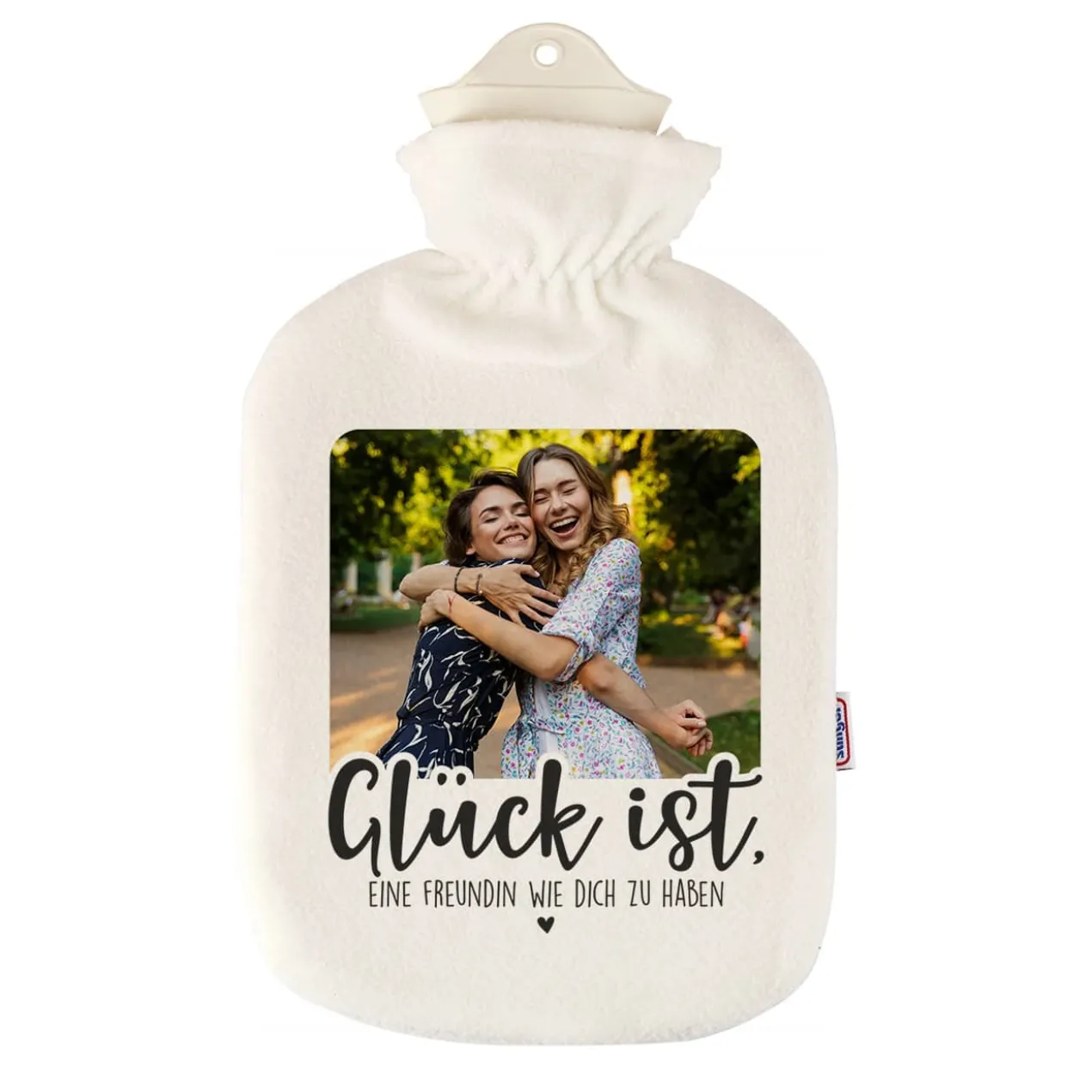 Fotowärmflasche - Glück ist - mit Ihrem Wunschtext und Fotoaufdruck