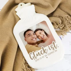 Fotowärmflasche - Glück ist - mit Ihrem Wunschtext und Fotoaufdruck