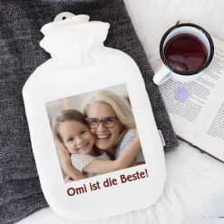 Foto-Wärmflasche mit Ihrem Wunschtext