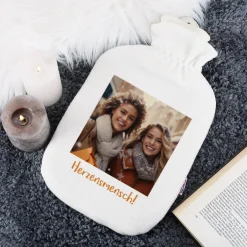 Foto-Wärmflasche mit Ihrem Wunschtext