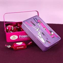 Frauenbox mit Schokolade im Werkzeugkasten