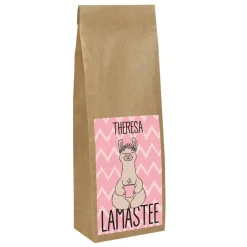 Früchtetee mit niedlichem Lama und Ihrem Namen