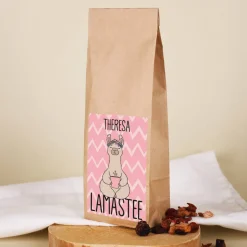 Früchtetee mit niedlichem Lama und Ihrem Namen