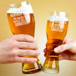 Für dieses Glas musste ich lange arbeiten! - Weizenglas als Geschenk für Rentner in 2 Größen