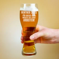 Für dieses Glas musste ich lange arbeiten! - Weizenglas als Geschenk für Rentner in 2 Größen