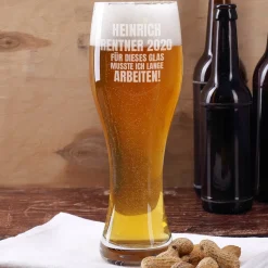Für dieses Glas musste ich lange arbeiten! - Weizenglas als Geschenk für Rentner in 2 Größen