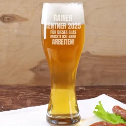 Für dieses Glas musste ich lange arbeiten! - Weizenglas als Geschenk für Rentner in 2 Größen