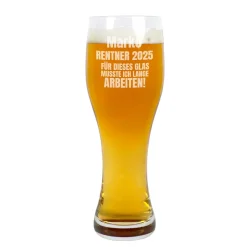 Für dieses Glas musste ich lange arbeiten! - Weizenglas als Geschenk für Rentner in 2 Größen