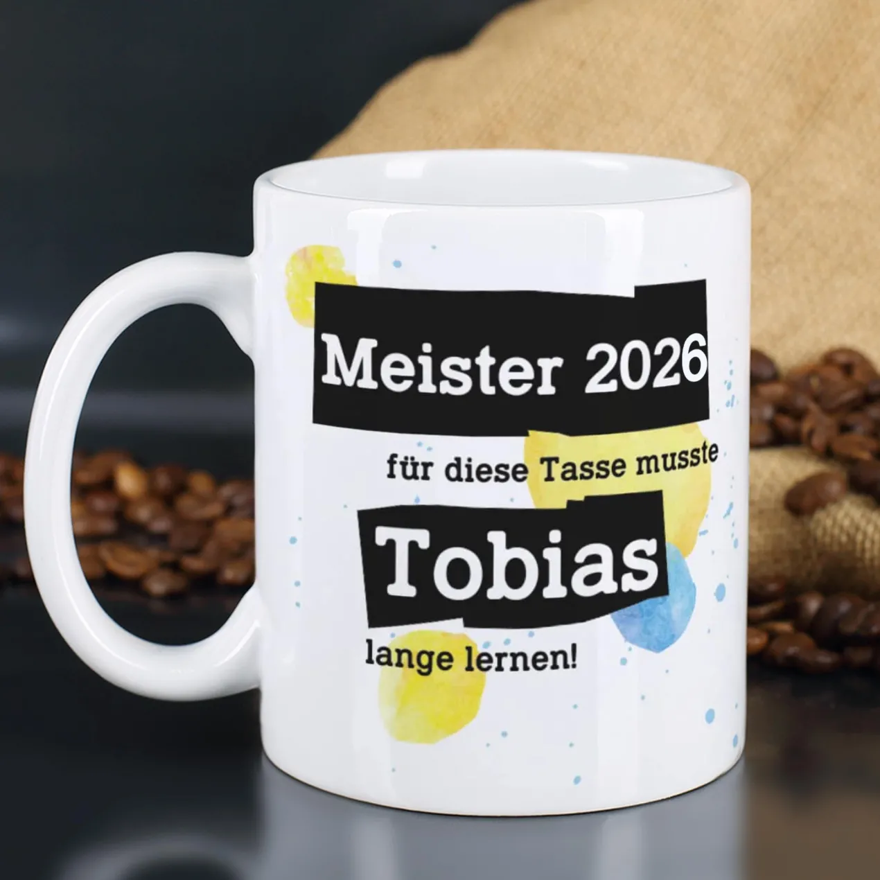 Für diese Tasse musste ich lange lernen - Tasse mit Name & Wunschtext