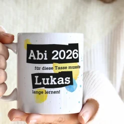 Für diese Tasse musste ich lange lernen - Tasse mit Name & Wunschtext