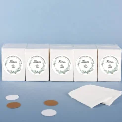 Freudentränen-Taschentücher zur Hochzeit mit Eukalyptus-Motiv & Namen, 10er Set