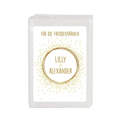 Freudentränen-Taschentücher zur Hochzeit mit Punkten und Namen 10er Set