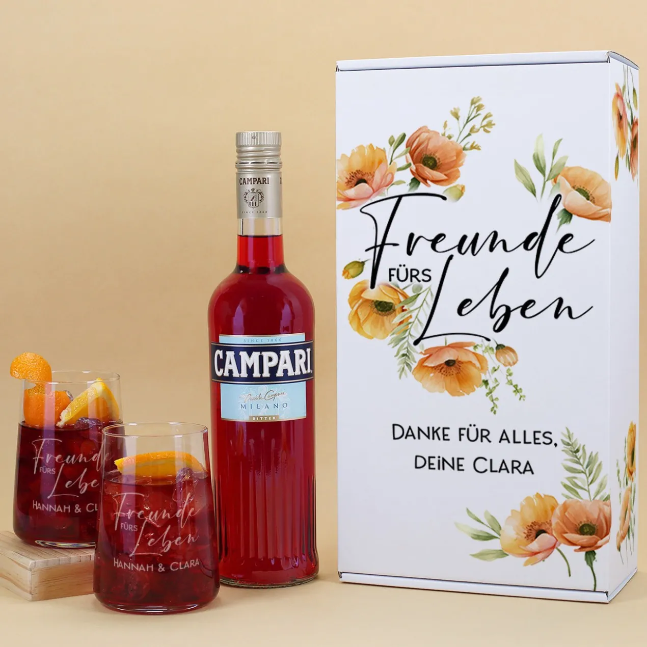 Freunde fürs Leben - Geschenkset für Freundinnen mit Glitter Spritz oder Campari