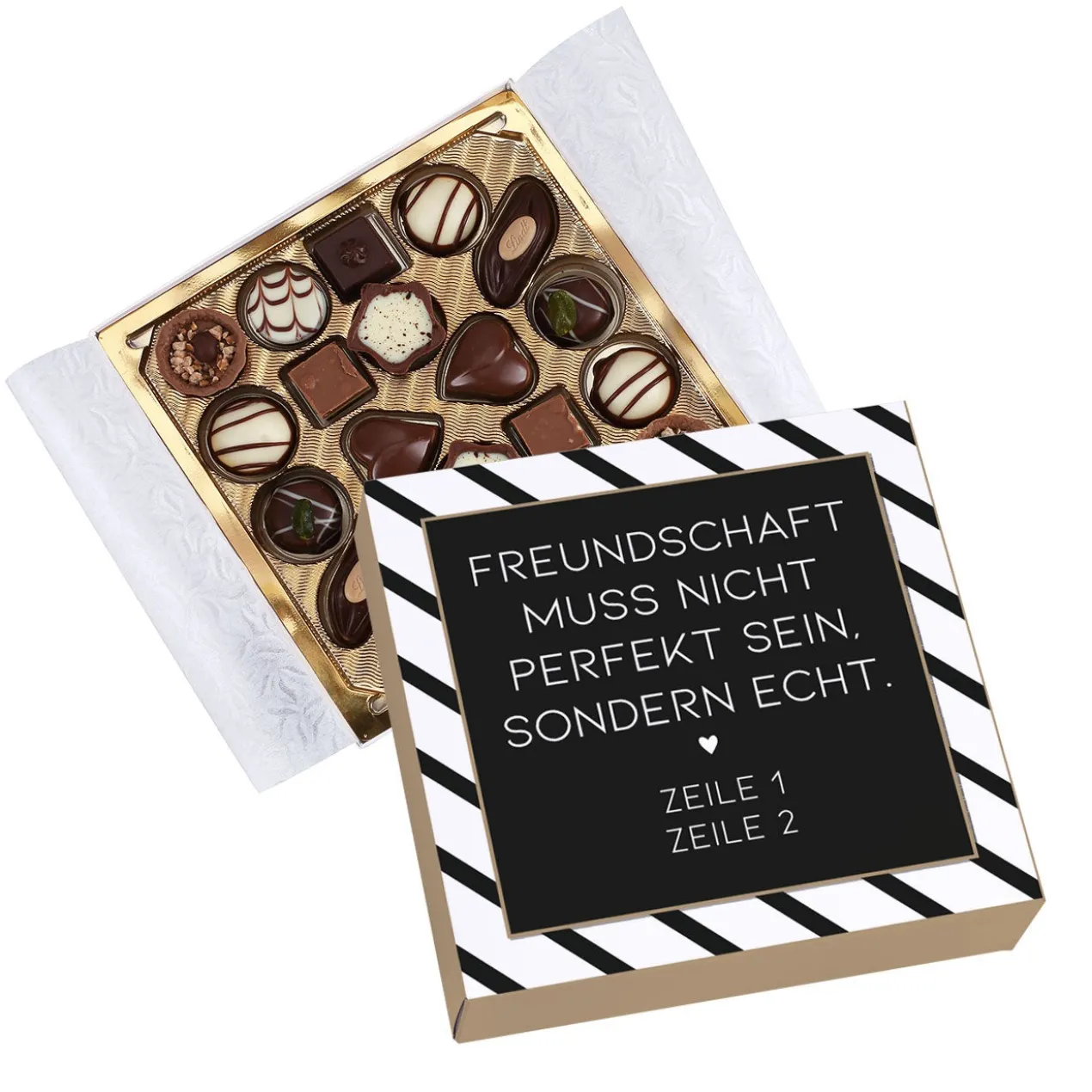 Freundschaft muss echt sein - Lindt Pralinen mit zwei Zeilen Wunschtext