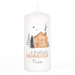 Fröhliche Weihnachten - Adventskerze und Weihnachtskerze mit Name