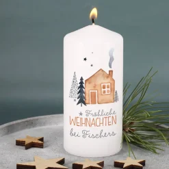 Fröhliche Weihnachten - Adventskerze und Weihnachtskerze mit Name