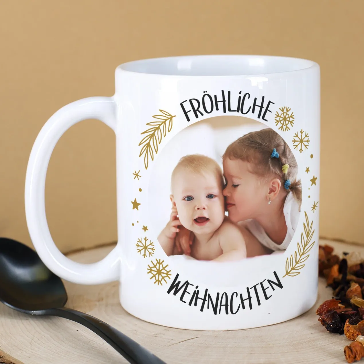 Fröhliche Weihnachten - Fototasse mit Ihrem Lieblingsbild