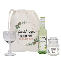 Fröhliche Weihnachten - Geschenkset mit Wein und Duftkerze