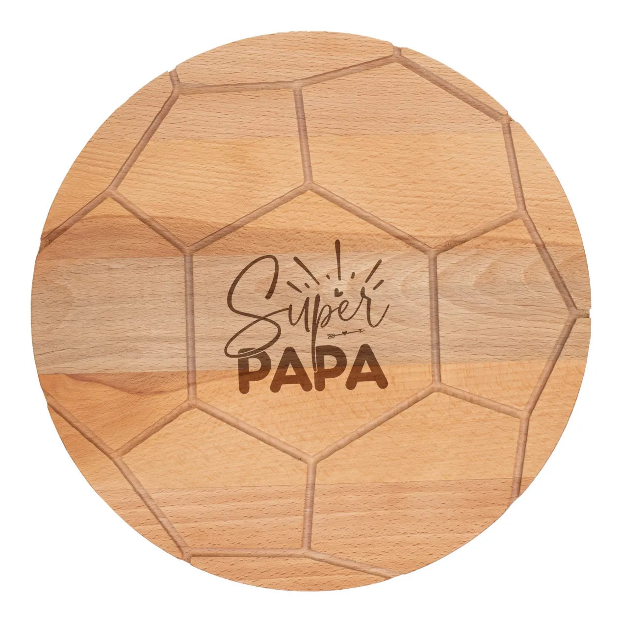 Frühstücksbrettchen 'Super Papa' aus Holz im Fußball Design rund | Geschenk für Vatertag & Geburtstag