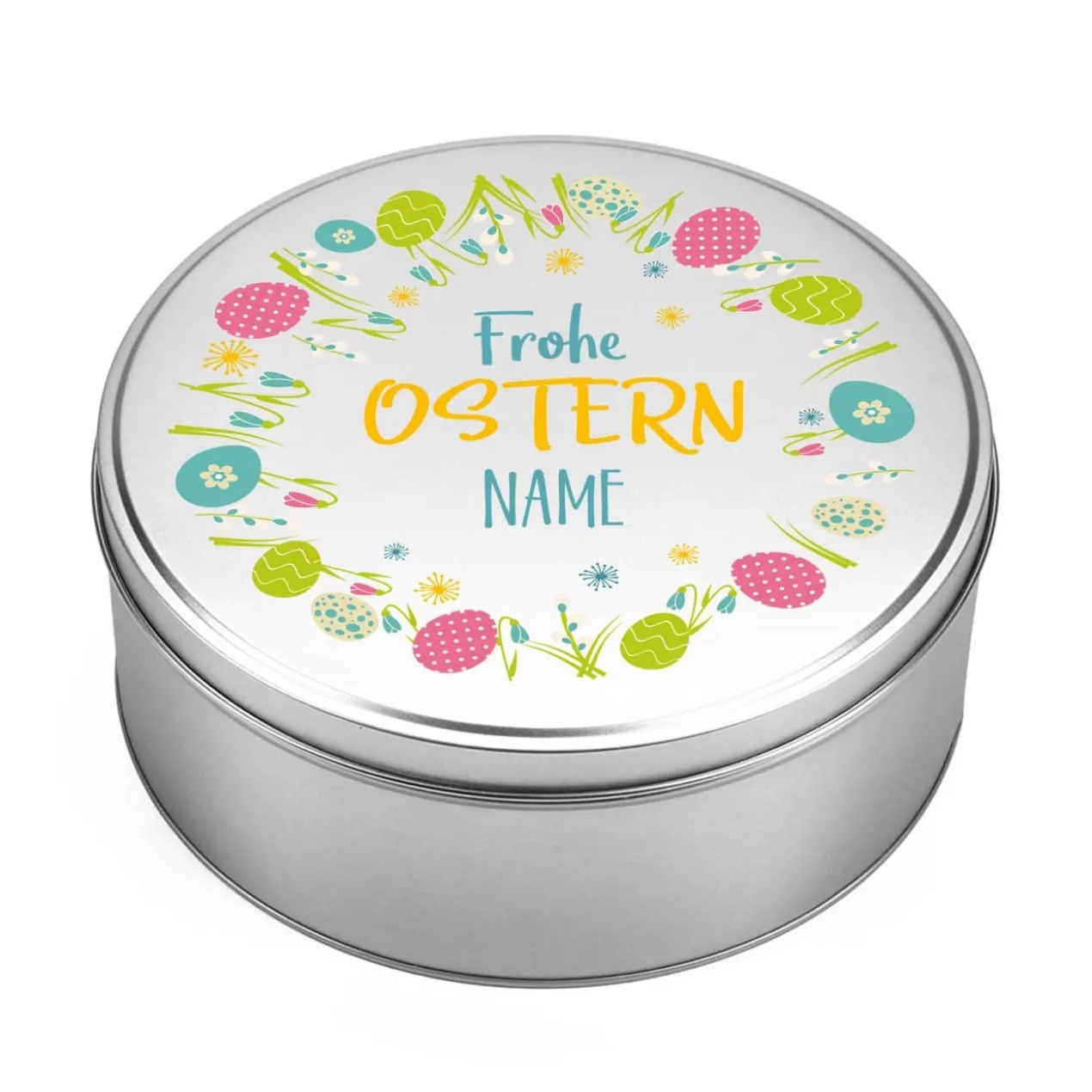 Frohe Ostern - Blechdose mit Name