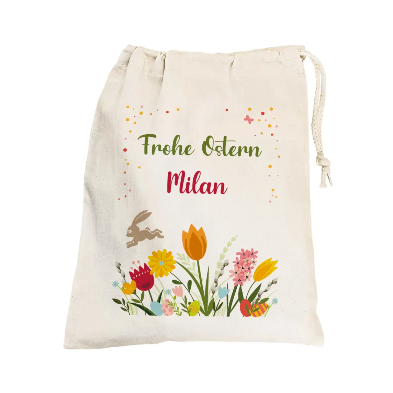 Frohe Ostern Geschenksack mit Ihrem Namen, 25x32 cm