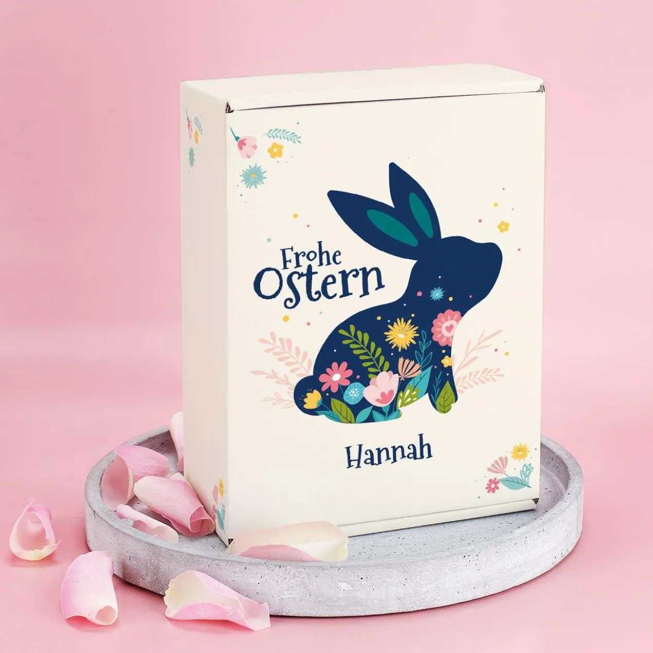 Frohe Ostern - Geschenkverpackung mit Wunschtext und Osterhase
