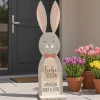 Frohe Ostern - Holzaufsteller in Hasenform mit Wunschtext - 80 cm Osterdeko
