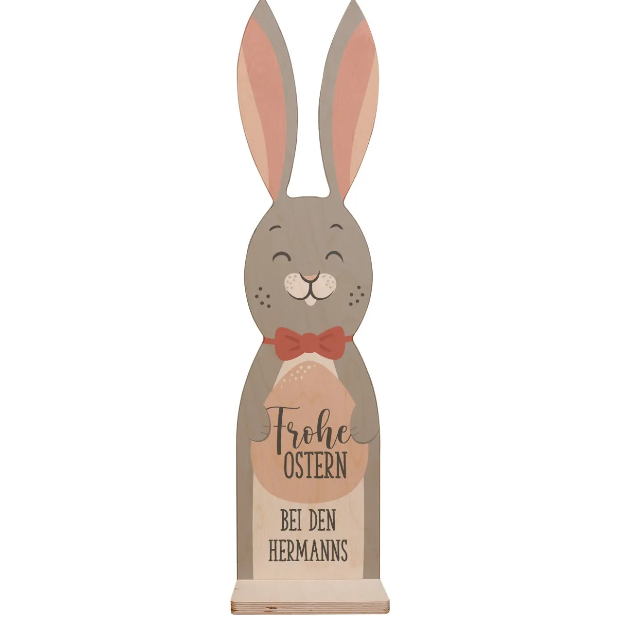 Frohe Ostern - Holzaufsteller in Hasenform mit Wunschtext - 80 cm Osterdeko