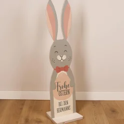 Frohe Ostern - Holzaufsteller in Hasenform mit Wunschtext - 80 cm Osterdeko