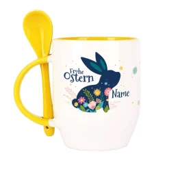 Frohe Ostern - Löffeltasse mit Osterhase und Name | Ostergeschenk